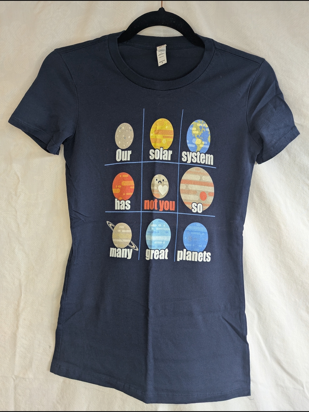 Navy Blue Short-Sleeve Tee with Playful Planet Grid